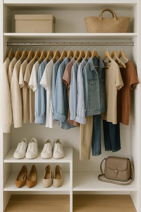 Closet pessoal com peças organizadas