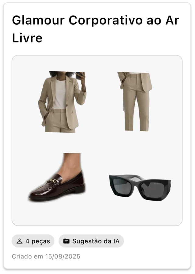 Composição de look no aplicativo Perfashion